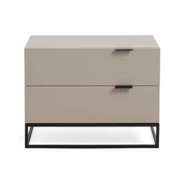 Limari Home The Latoya Collection Modern Solid MDF and Black Coated Metal 2 Drawer Contemporary Bedroom Storage Nightstand, Gray