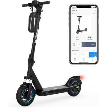 EVERCROSS EV10Z Electric Scooter, App-Enabled E-Scooter, 10" Solid Tires, Folding Electric Scooter for Adults Teenagers