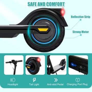 EVERCROSS EV10Z Electric Scooter, App-Enabled E-Scooter, 10" Solid Tires, Folding Electric Scooter for Adults Teenagers