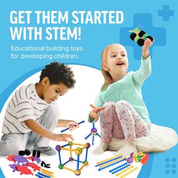 STEM Master - Educational Building Blocks Kit, 176 Pieces, Ages 4-8, Easter Basket Stuffers Gifts for Kids