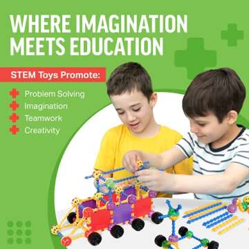 STEM Master - Educational Building Blocks Kit, 176 Pieces, Ages 4-8, Easter Basket Stuffers Gifts for Kids