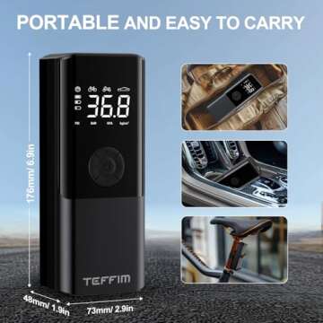 Tire Inflator Portable Air Compressor - 150PSI & 20000mAh Battery, 12V Smart Air Pump for Car Tires, 6X Tire Pump with Pressure Gauge, Auto Shut-Off, Motorcycle, SUV, Bike Pump, Bicycle, Balls