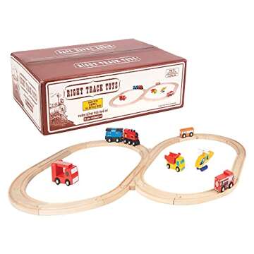 Wooden Train Track 52 Piece Set-18 Feet Of Track Expansion - 5 Distinct Pieces - 100% Compatible with All Major Brands Including Thomas Wooden Railway System: Screen Free Christmas Gift For Toddlers