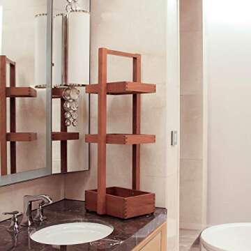 Cambridge Casual Indonesian Teak Estate Freestanding 3-Tier Shower, Caddy/Natural Brown