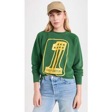 MADEWORN ROCK Women's Shrunken Sweatshirt, Forest, Green, Graphic, XS