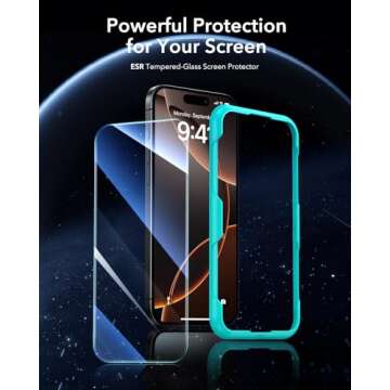 ESR 3 Pack iPhone 16 Pro Screen Protector - Military Grade Tempered Glass