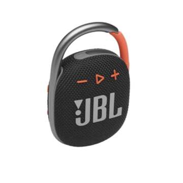 JBL Clip 4, Black/Orange - Portable Bluetooth 5.1 Speaker - Up to 10 Hours of Play - Waterproof & Dust Resistant - Includes Noise & Echo-Canceling Speakerphone