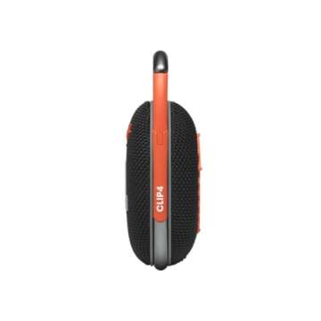 JBL Clip 4, Black/Orange - Portable Bluetooth 5.1 Speaker - Up to 10 Hours of Play - Waterproof & Dust Resistant - Includes Noise & Echo-Canceling Speakerphone