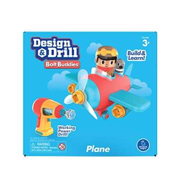 Educational Insights Design & Drill Bolt Buddies Plane Take Apart Toy with Electric Toy Drill, Preschool STEM Toy, Gifts for Boys & Girls, Ages 3+