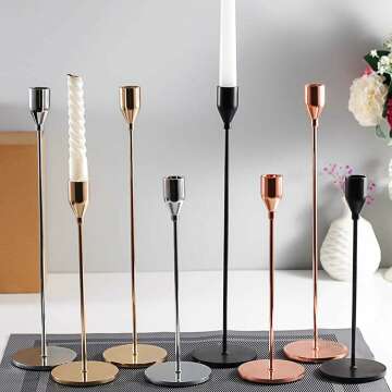 SUJUN Matte Black Candle Holders Set of 3 for Taper Candles, Decorative Candlestick Holder for Wedding, Dinning, Party, Fits 3/4 inch Thick Candle&Led Candles (Metal Candle Stand)