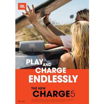 JBL CHARGE 5 - Portable Waterproof (IP67) Bluetooth Speaker with Powerbank USB Charge out, 20 hours playtime, JBL Partyboost (Black)