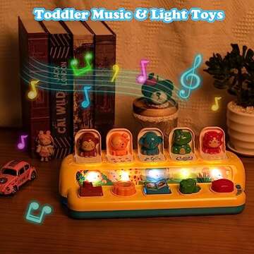 SUPERHIGH Interactive Pop Up Animal Toys with Music, Animal Sound & Light, Early Developmental Cause and Effect Pop Up Animals Toy for Infants & Toddlers, 1+ Year Old Boys Girls Gifts