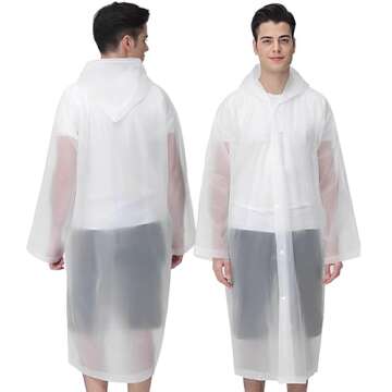 Cosowe Rain Ponchos for Adults Reusable, 2 Pcs Raincoats for Women Men with Hood (A-Adults Poncho-White)