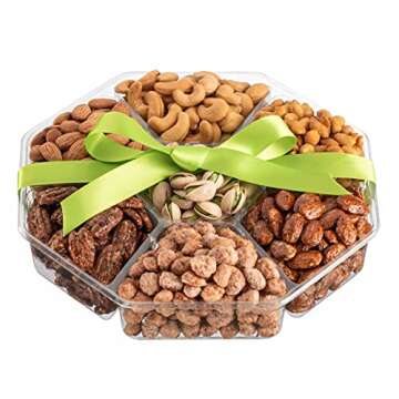 Holiday Christmas Nuts Gift Basket - Assortment Of Sweet & Roasted Salted Gourmet Nuts - Assorted Food Gift Box for Thanksgiving, Family, Husband, Sympathy, Men & Women.