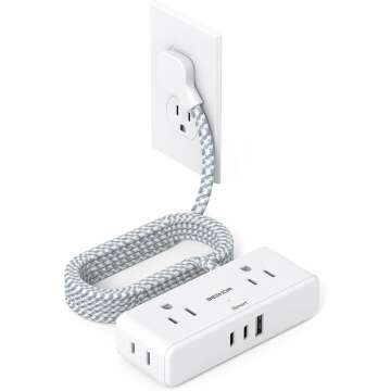 6ft Flat Extension Cord with 3 USB Ports