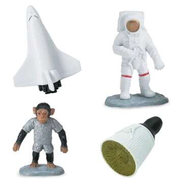 Safari Ltd Space TOOB With 10 Out Of-This-World Toy Figurines, Including 2 Astronauts, 1 Space Chimp, 6 Space Craft, And More! – For Ages 3 And Up