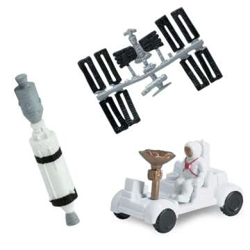 Safari Ltd Space TOOB With 10 Out Of-This-World Toy Figurines, Including 2 Astronauts, 1 Space Chimp, 6 Space Craft, And More! – For Ages 3 And Up