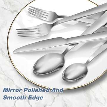 60 Piece Silverware Set For 12, Stainless Steel Flatware/Tableware Set Include Spoons/Forks/Knives, Yoehka Mirror Polished Cutlery Set For Home Kitchen Restaurant Hotel, Durable,Dishwasher Safe