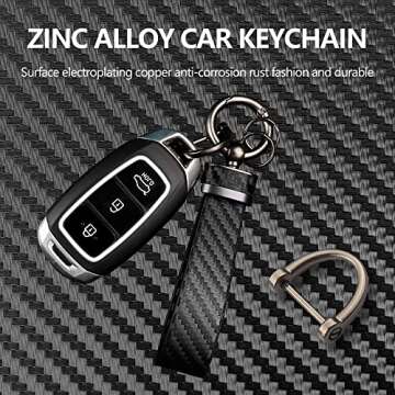 Turcee Leather Car Keychain: Carbon Fiber Anti-Lost Key Fob