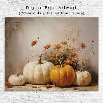 Fall Wall Decor, Pumpkin Still Life Print, Rustic Fall Art, Vintage Autumn Decor, Halloween Autumn Decor, Thanksgiving Print, Fall Decor for Home, Rustic Fall Print, Fall Farmhouse (11x14 inch Print)