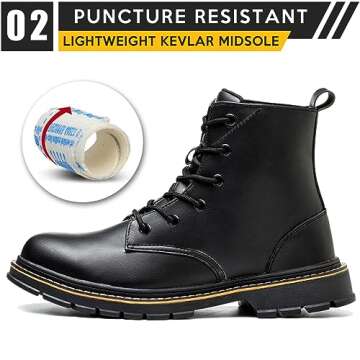 PAMEILA Steel Toe Boots for Women Men, Waterproof Lightweight Safety Work Boots Non-slip Composite toe Construction Boots with 6" Botas de dedo de acero,Black40