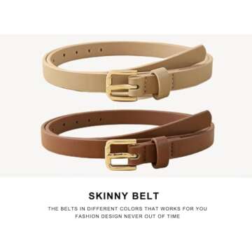 Skinny Belts for Women - 4 Pack for Jeans & Dresses