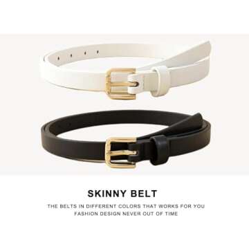 Skinny Belts for Women - 4 Pack for Jeans & Dresses