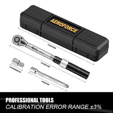 AEROFORCE 1/4-inch Drive Click Torque Wrench set（4-20Lb.ft/5.4-27.2Nm) with 4 inch Extension Bar and a 1/4" to 3/8" Adapter,Small Torque Wrench for Bike, Motorcycle and Car Repair