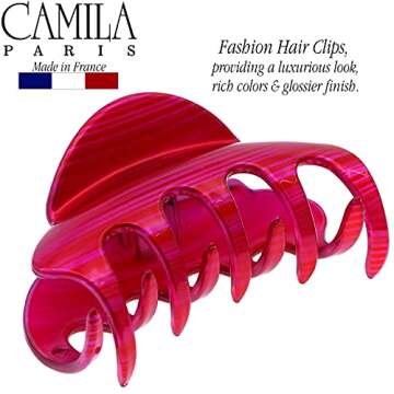 Camila Paris CP3218 French Hair Clip for Women for Thick Hair for Long Curly Wavy Hair, Large, Girls Hair Claw Clips Jaw Styling Hair Accessories for Women, Strong Hold No Slip Grip, Made in France