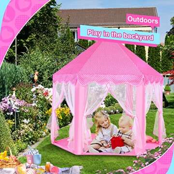 Princess Castle Play Tent with Lights for Girls