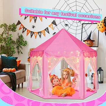 Princess Castle Play Tent with Lights for Girls