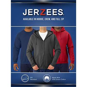 Jerzees -Men's NuBlend -Fleece -Sweatshirts & -Hoodies, Full Zip-Black, Small