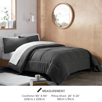 UGG 32546 Leonora Full-Queen 3-Piece Comforter Set Soft Luxury Bedding Comforter and Two Pillow Shams Cozy Comfortable Reversible Machine Washable Hotel Style Bedding Set, Full/Queen, Charcoal