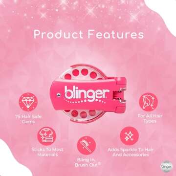 blinger® Diamond Collection Starter Kit | Gem Stamper with 75 Rhinestones | Simply Load, Click, Bling® | DIY Bedazzler Kit for Hair, Clothes & Crafts (Dreams)