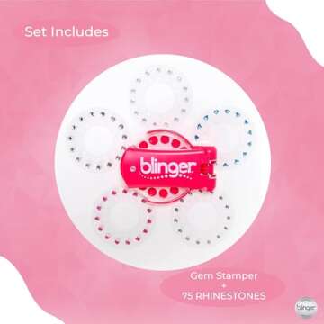 blinger® Diamond Collection Starter Kit | Gem Stamper with 75 Rhinestones | Simply Load, Click, Bling® | DIY Bedazzler Kit for Hair, Clothes & Crafts (Dreams)