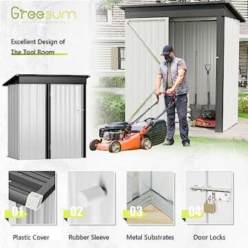 Greesum Metal Outdoor Storage Shed 5FT x 3FT, Steel Utility Tool Shed Storage House with Door & Lock, Metal Sheds Outdoor Storage for Backyard Garden Patio Lawn, White