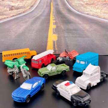 Safari Ltd On the Road TOOB - Figurines: Semi-Truck, Motorcycle, Police Car, School Bus, Sports Car, Delivery Truck, Pick-Up, ATV, Fire Truck - Educational Toys for Boys, Girls & Kids Ages 3+