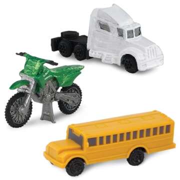 Safari Ltd On the Road TOOB - Figurines: Semi-Truck, Motorcycle, Police Car, School Bus, Sports Car, Delivery Truck, Pick-Up, ATV, Fire Truck - Educational Toys for Boys, Girls & Kids Ages 3+