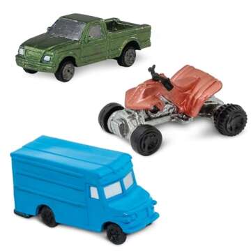 Safari Ltd On the Road TOOB - Figurines: Semi-Truck, Motorcycle, Police Car, School Bus, Sports Car, Delivery Truck, Pick-Up, ATV, Fire Truck - Educational Toys for Boys, Girls & Kids Ages 3+