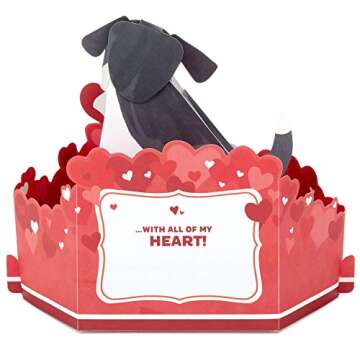 Hallmark Paper Wonder Valentine's Day Pop Up Card with Sound and Motion (Dog) for Anniversary, Romantic Birthday, Love