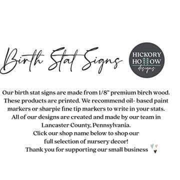 Birth Stat Sign Personalized for Newborn Baby, Oliver Hill Design, Crib & Nursery Decor, Photography Prop, Baby Shower Gifts, Gender Reveal, Pregnancy Announcement, Hickory Hollow Designs