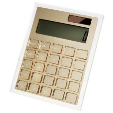 russell+hazel Acrylic Calculator, Clear with Gold-Toned Hardware.25” x 5.875” x 4.375” (51179)