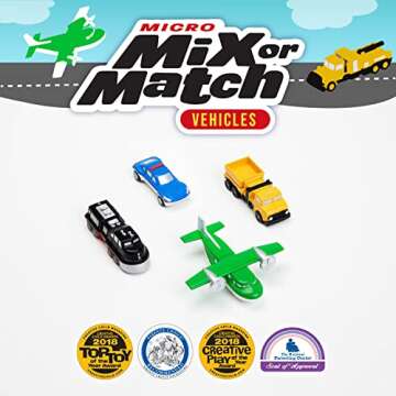 POPULAR PLAYTHINGS Mix or Match Vehicles, Magnetic Toy Play Set, Micro Vehicles Set 2