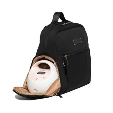 Sarah Wells Fiona Breast Pump Backpack - Neoprene, Machine Washable, Insulated Pockets, Pocket-In-Pocket System (Black)