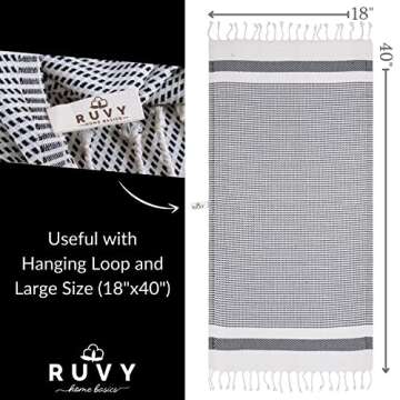 Ruvy Home Basics Turkish Hand Towels for Bathroom Set of 4 | 18"x40", Cotton | Bathroom Hand Towels & Decorative Hand Towels for Bathroom, Kitchen Towels, Dishcloth, Tea, Yoga, Face, Gym - Black