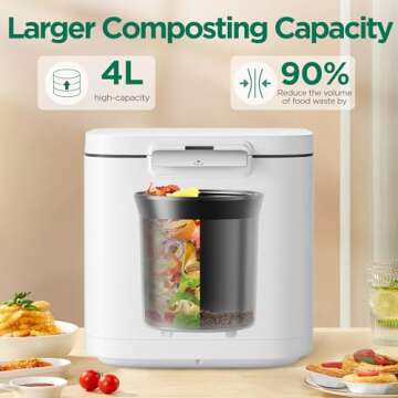 4L Electric Composter for Kitchen - Smart Indoor/Outdoor Compost Bin