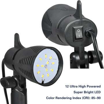 EMART Photography LED Continuous Light Lamp 5500K Portable Camera Photo Lighting for Table Top Studio - 2 Sets