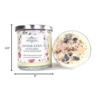 Divine Love Soy Candle 10 oz | Natural & Non Toxic | Crystals, Magnolia, Lily, Passion Flower & Sandalwood |Use in Rituals Related to Love & Compassion | Wiccan Pagan Spiritual