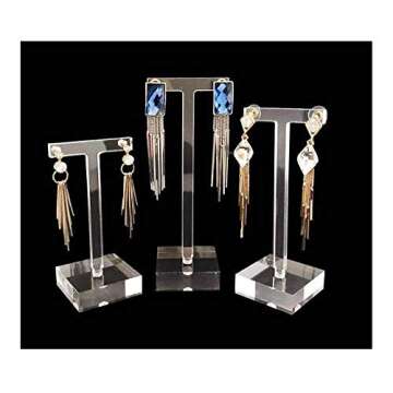 Ultra Modern Clear Acrylic Display Stands for Store Trunk Show Trade Exhibit Home Use Photograph Prop (Earrings Holder 3PC Set)