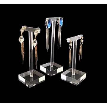 Ultra Modern Clear Acrylic Display Stands for Store Trunk Show Trade Exhibit Home Use Photograph Prop (Earrings Holder 3PC Set)